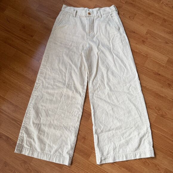 American Eagle High-Waisted Linen Blend Trouser Size 8 - Picture 1 of 6